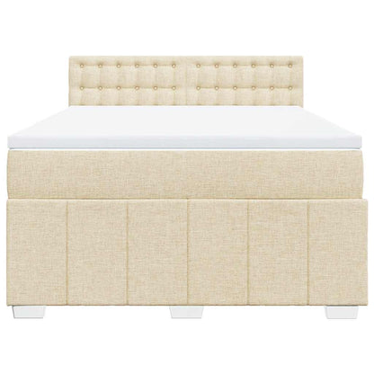 Box Spring Postel S Matrací Krémová 140X190 Cm Textil