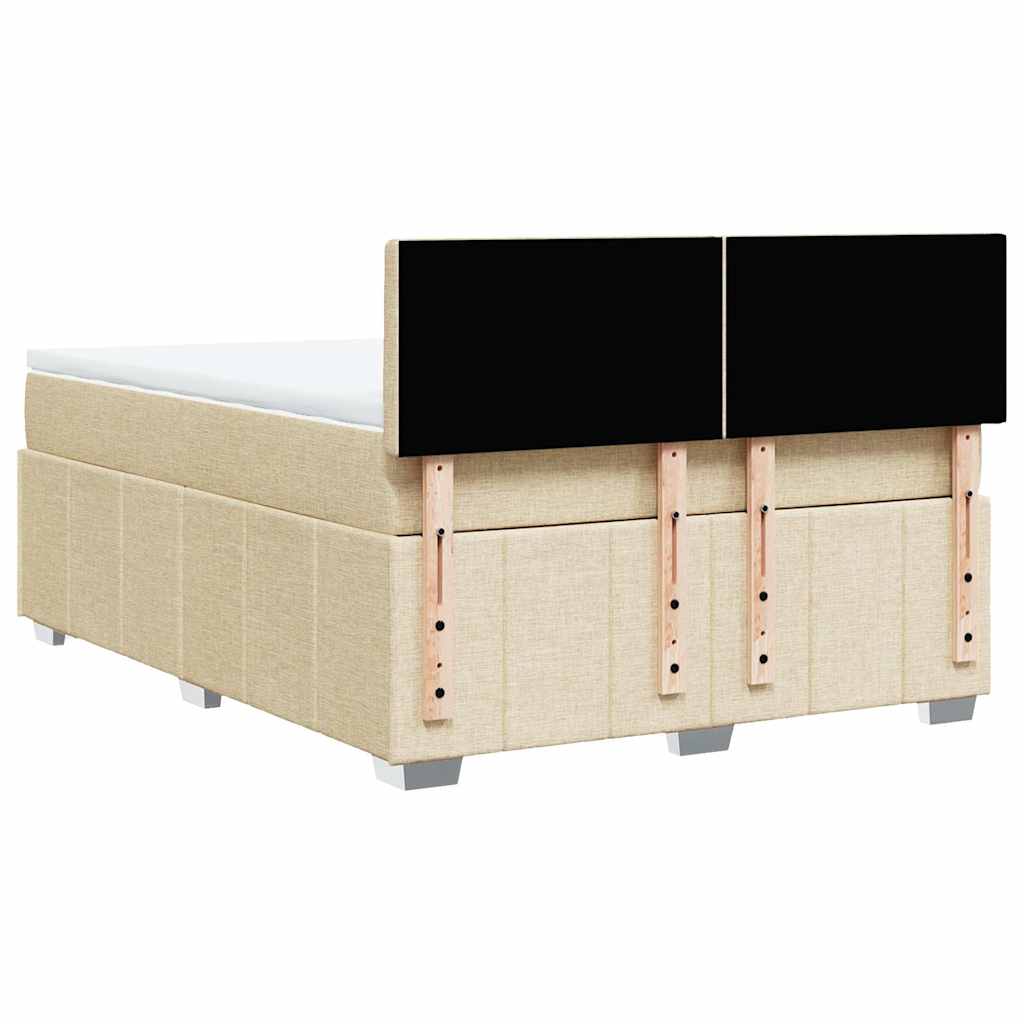 Box Spring Postel S Matrací Krémová 140X190 Cm Textil