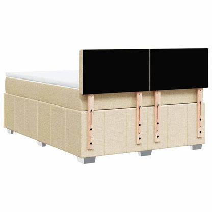 Box Spring Postel S Matrací Krémová 140X190 Cm Textil