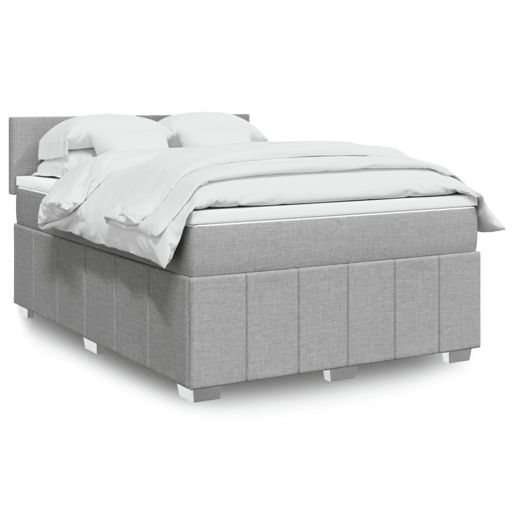 Box Spring Postel S Matrací Textil Světle Šedá