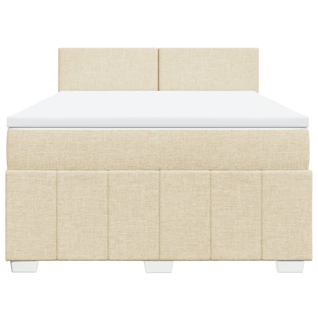 Box Spring Postel S Matrací Krémová 140X200 Cm Textil