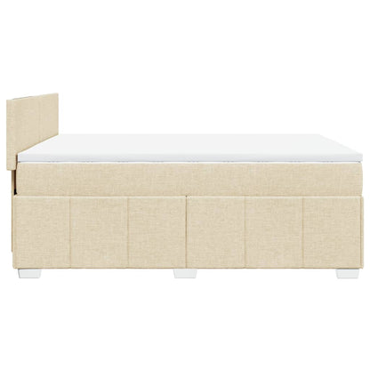 Box Spring Postel S Matrací Krémová 140X200 Cm Textil