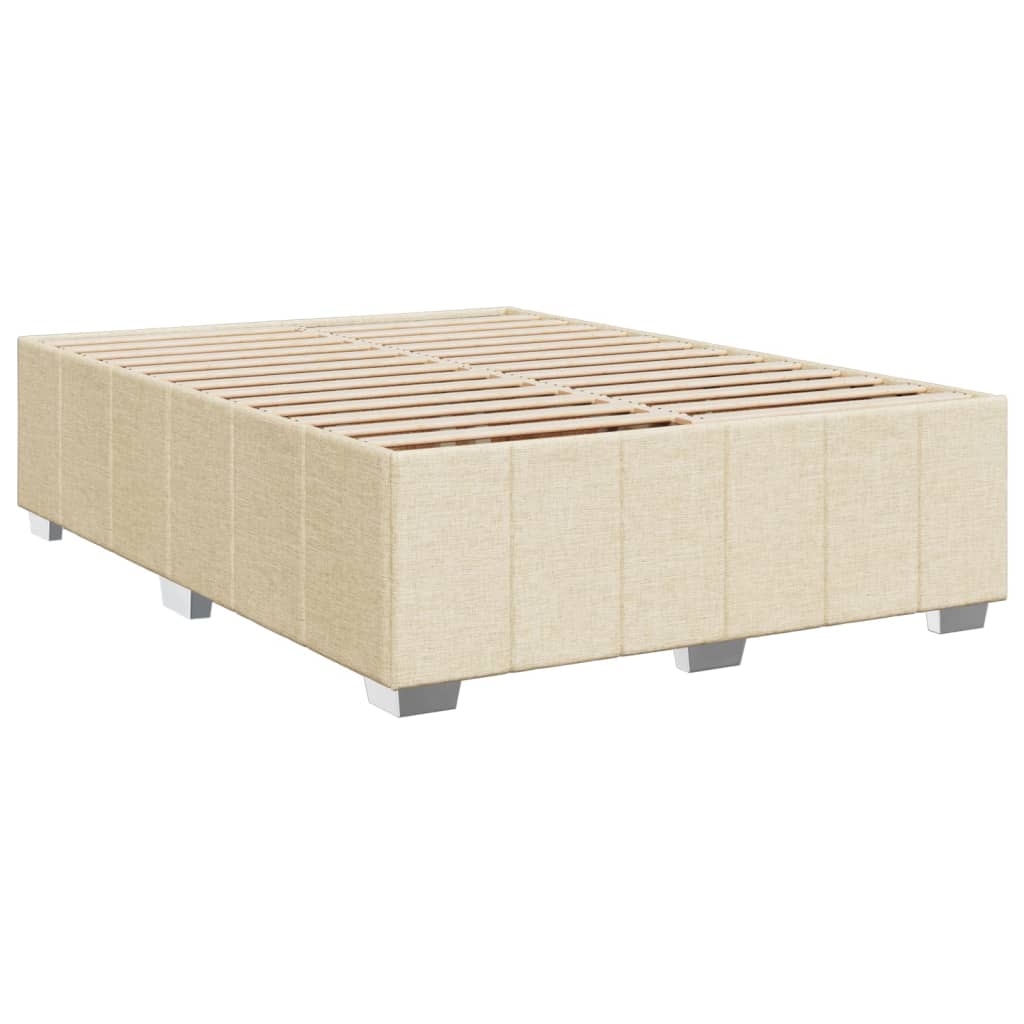 Box Spring Postel S Matrací Krémová 140X200 Cm Textil