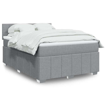 Box Spring Postel S Matrací Textil Světle Šedá
