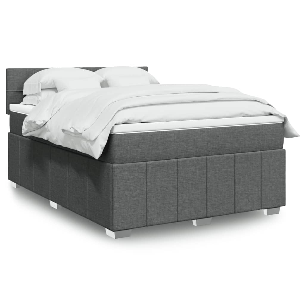 Box Spring Postel S Matrací Textil Tmavě Šedá