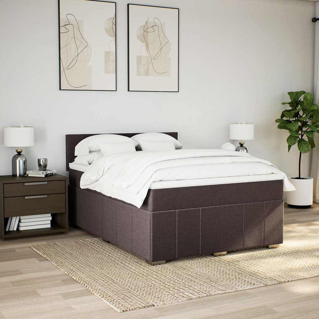 Box Spring Postel S Matrací Tmavě Hnědá 140X200 Cm Textil