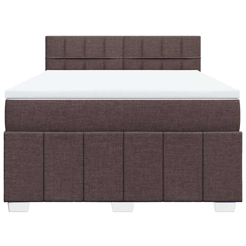 Box Spring Postel S Matrací Tmavě Hnědá 140X200 Cm Textil