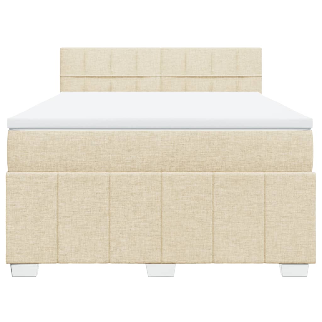 Box Spring Postel S Matrací Krémová 140X200 Cm Textil