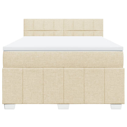 Box Spring Postel S Matrací Krémová 140X200 Cm Textil