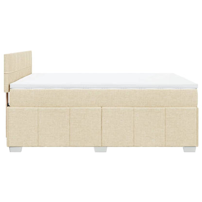 Box Spring Postel S Matrací Krémová 140X200 Cm Textil