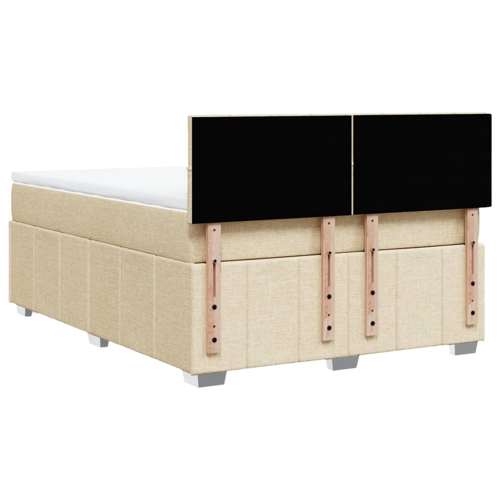 Box Spring Postel S Matrací Krémová 140X200 Cm Textil