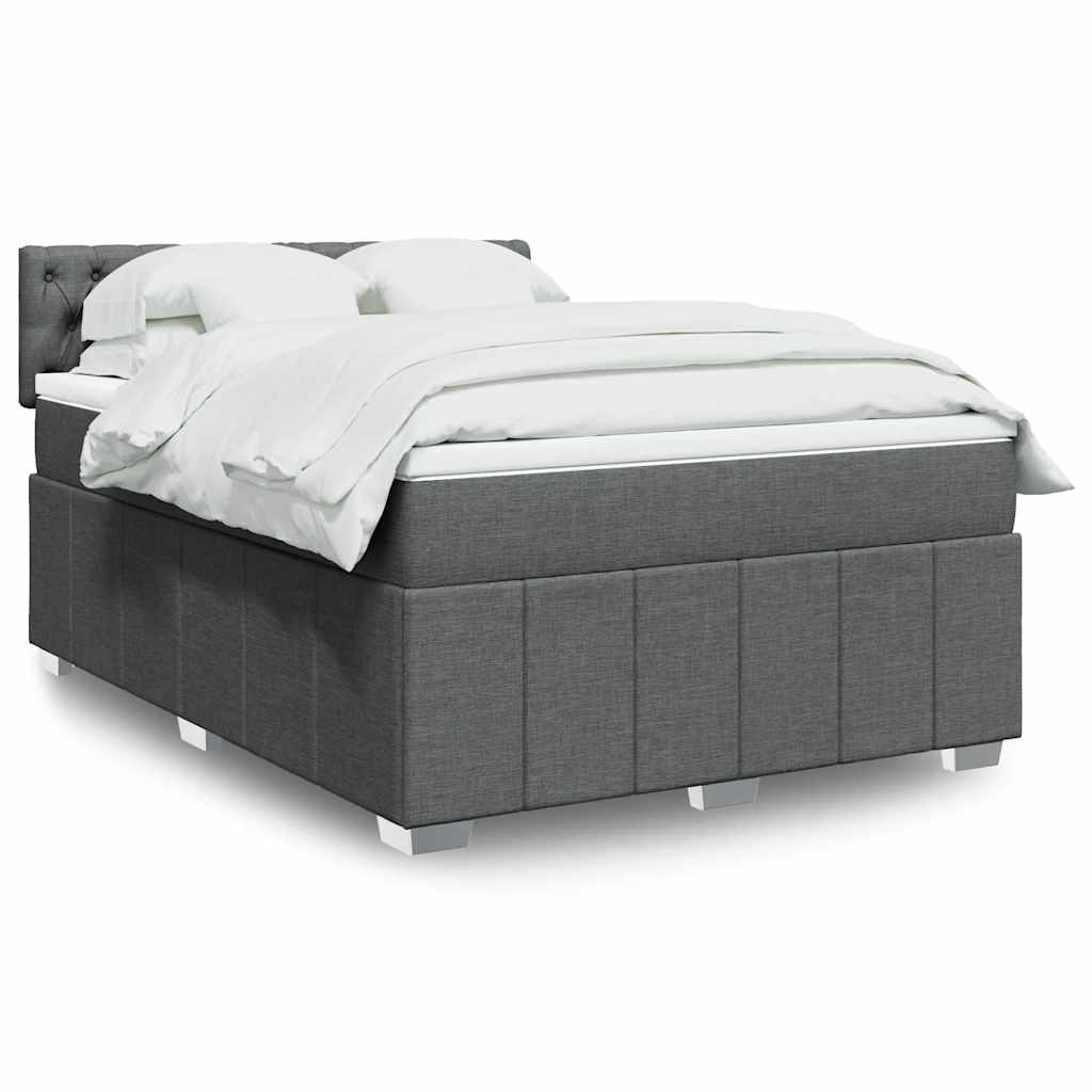 Box Spring Postel S Matrací Textil Tmavě Šedá