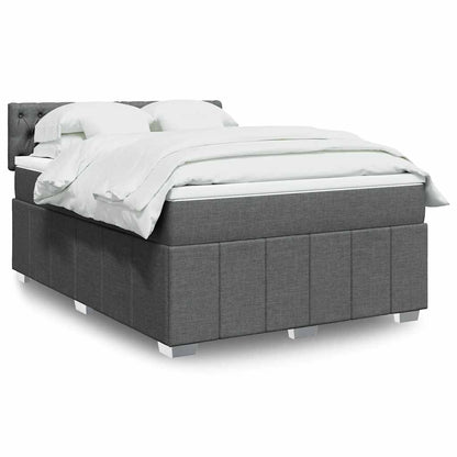 Box Spring Postel S Matrací Textil Tmavě Šedá