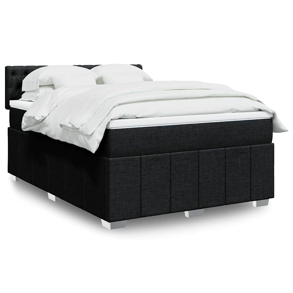 Box Spring Postel S Matrací Černá Textil Černá
