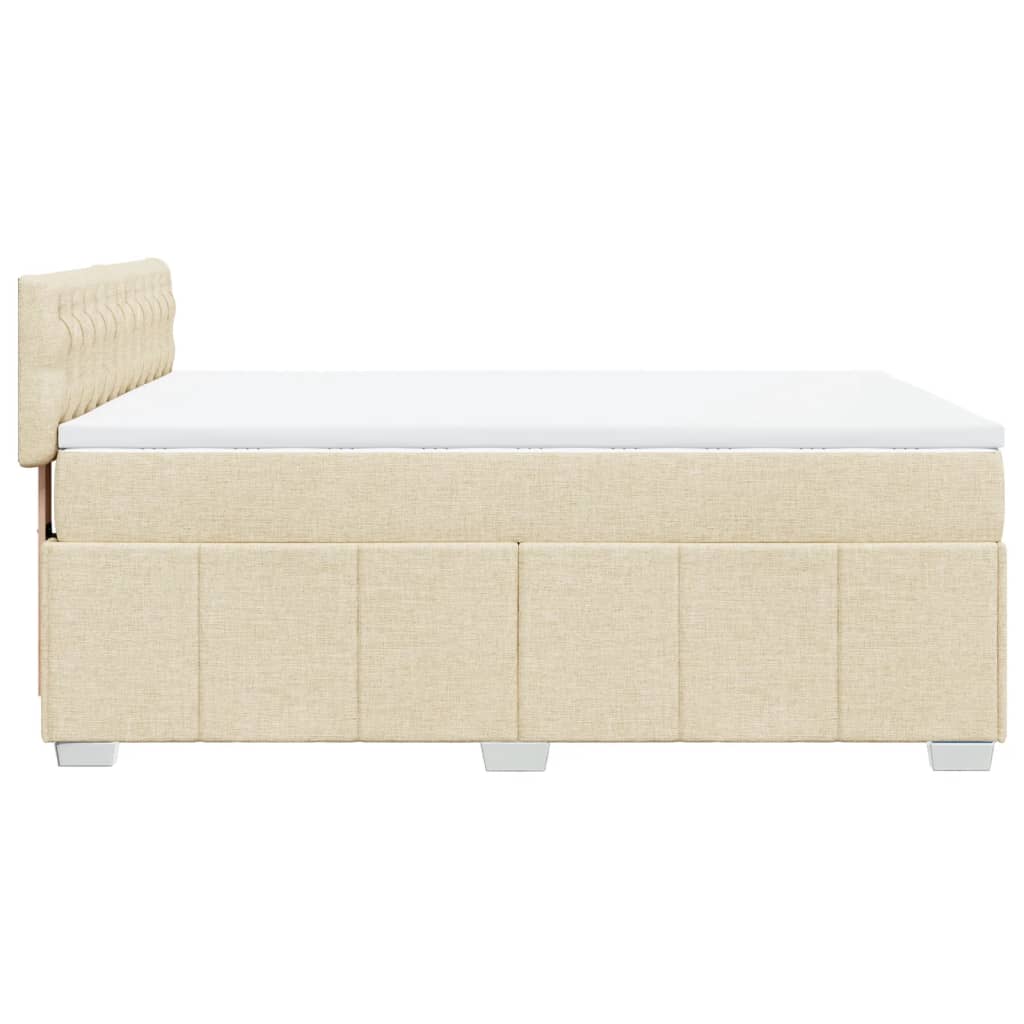 Box Spring Postel S Matrací Krémová 140X200 Cm Textil