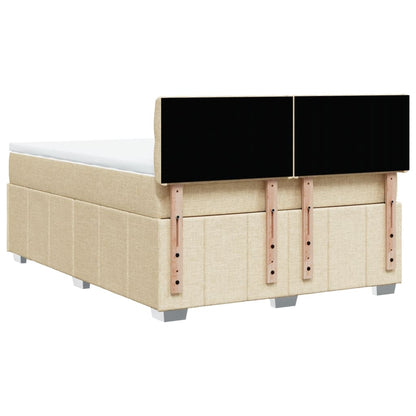 Box Spring Postel S Matrací Krémová 140X200 Cm Textil