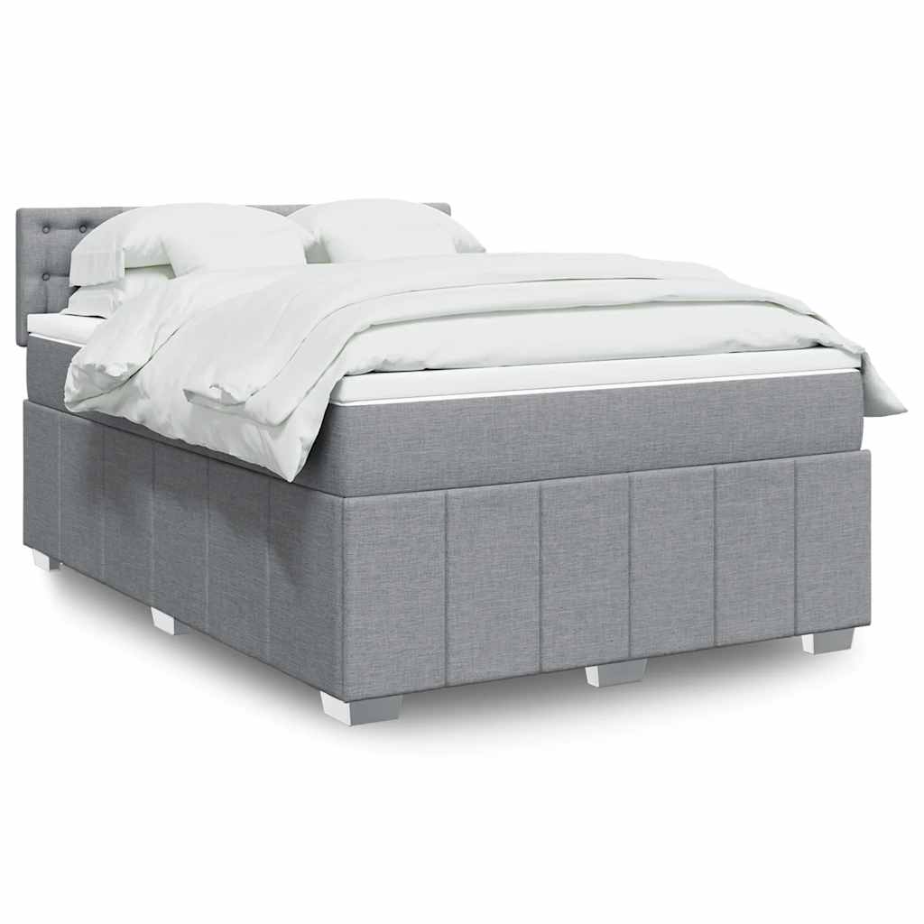 Box Spring Postel S Matrací Textil Světle Šedá