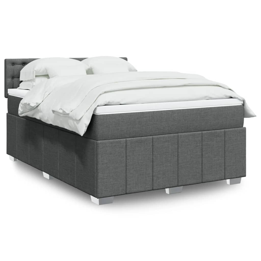 Box Spring Postel S Matrací Textil Tmavě Šedá