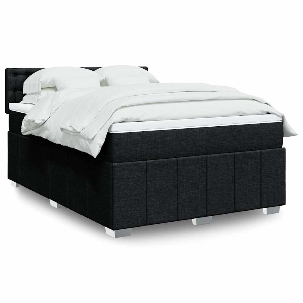 Box Spring Postel S Matrací Černá Textil Černá