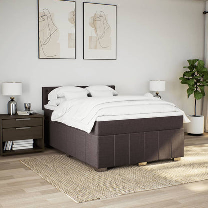 Box Spring Postel S Matrací Tmavě Hnědá 140X200 Cm Textil