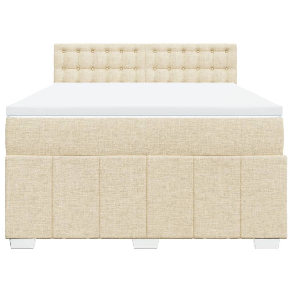 Box Spring Postel S Matrací Krémová 140X200 Cm Textil