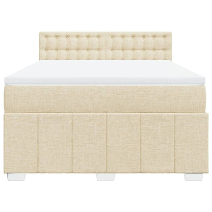 Box Spring Postel S Matrací Krémová 140X200 Cm Textil
