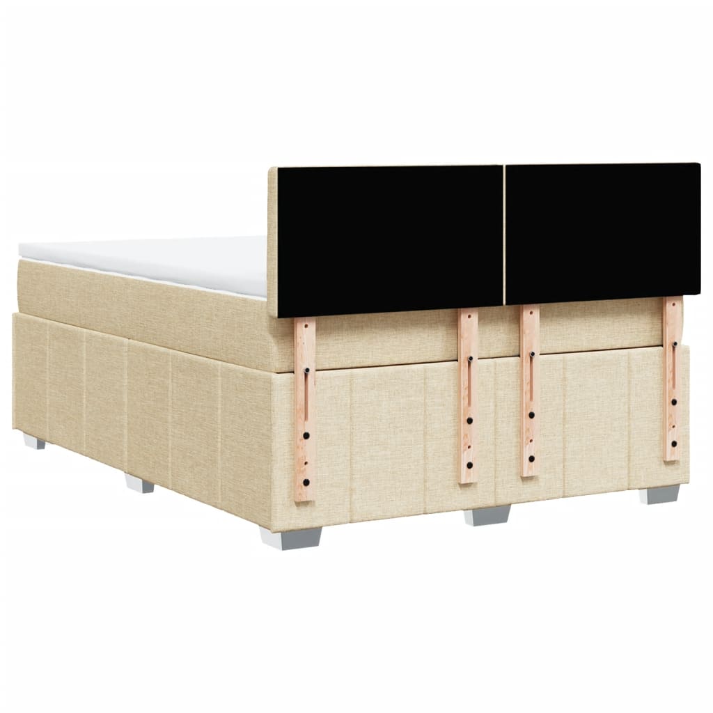 Box Spring Postel S Matrací Krémová 140X200 Cm Textil
