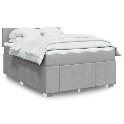 Box Spring Postel S Matrací Textil Světle Šedá