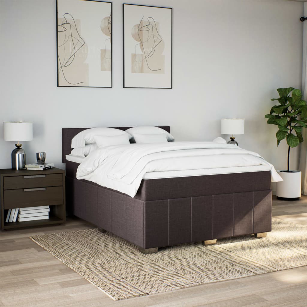 Box Spring Postel S Matrací Tmavě Hnědá 160X200 Cm Textil