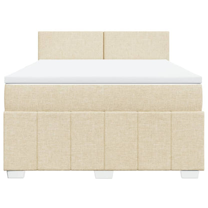 Box Spring Postel S Matrací Krémová 160X200 Cm Textil