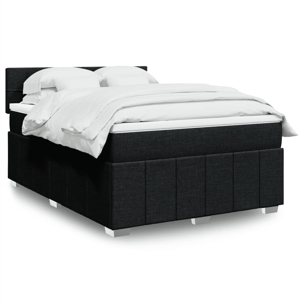 Box Spring Postel S Matrací Černá Textil Černá