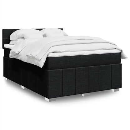 Box Spring Postel S Matrací Černá Textil Černá