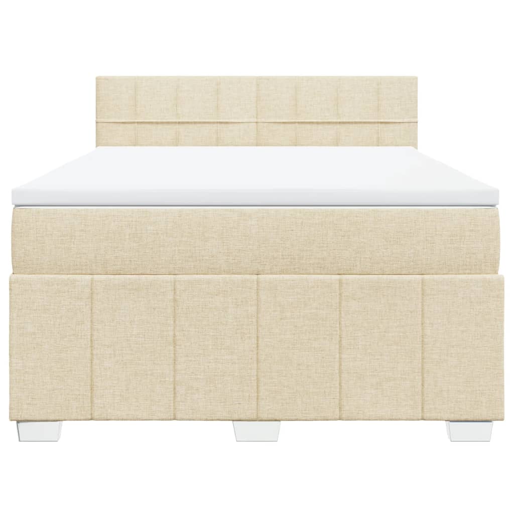 Box Spring Postel S Matrací Krémová 160X200 Cm Textil