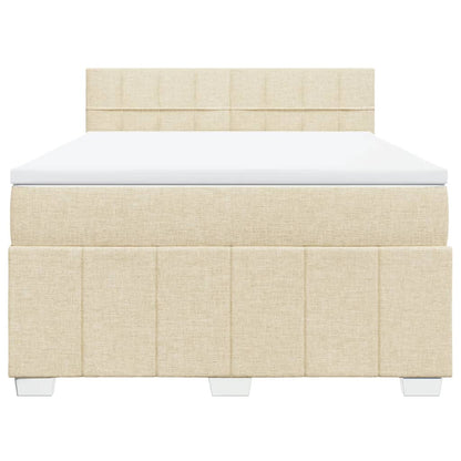 Box Spring Postel S Matrací Krémová 160X200 Cm Textil