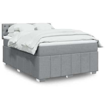 Box Spring Postel S Matrací Textil Světle Šedá