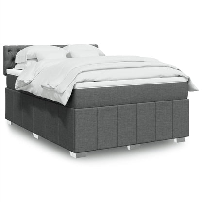 Box Spring Postel S Matrací Textil Tmavě Šedá
