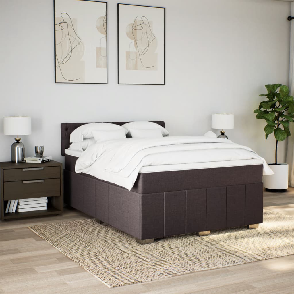 Box Spring Postel S Matrací Tmavě Hnědá 160X200 Cm Textil