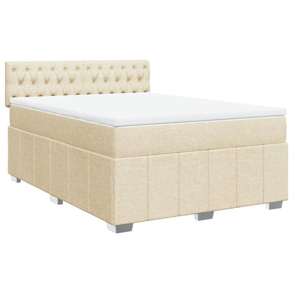 Box Spring Postel S Matrací Krémová 160X200 Cm Textil