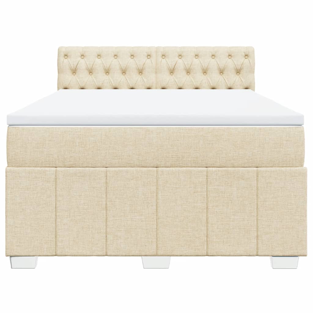 Box Spring Postel S Matrací Krémová 160X200 Cm Textil