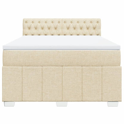 Box Spring Postel S Matrací Krémová 160X200 Cm Textil