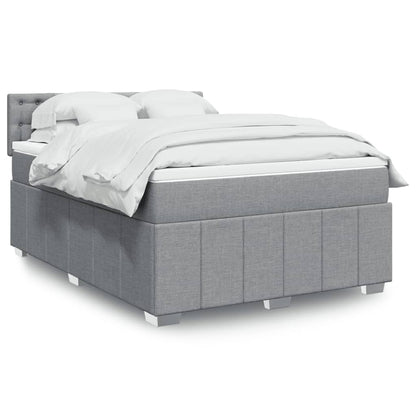 Box Spring Postel S Matrací Textil Světle Šedá