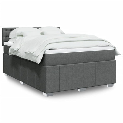 Box Spring Postel S Matrací Textil Tmavě Šedá