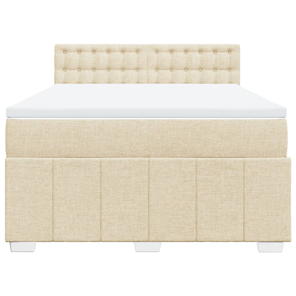 Box Spring Postel S Matrací Krémová 160X200 Cm Textil