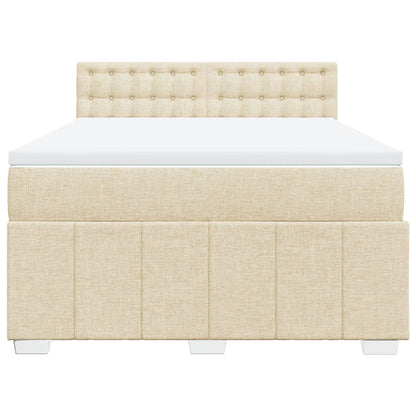 Box Spring Postel S Matrací Krémová 160X200 Cm Textil