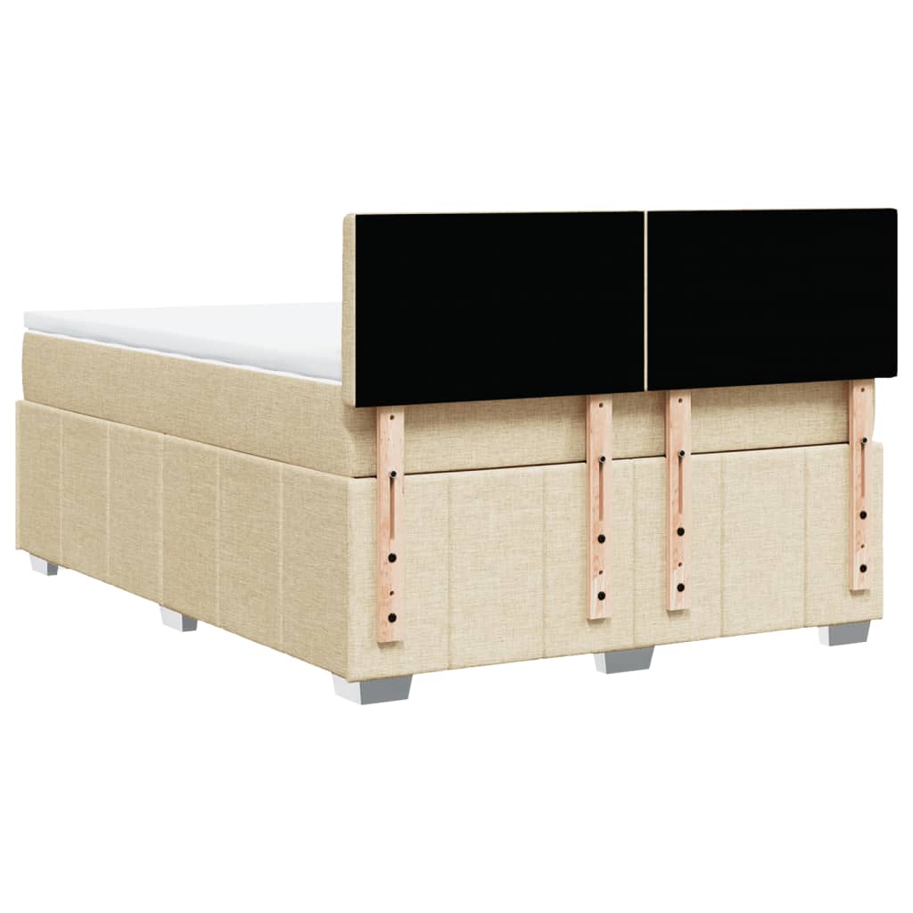 Box Spring Postel S Matrací Krémová 160X200 Cm Textil