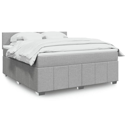 Box Spring Postel S Matrací Textil Světle Šedá