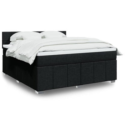 Box Spring Postel S Matrací Černá Textil Černá