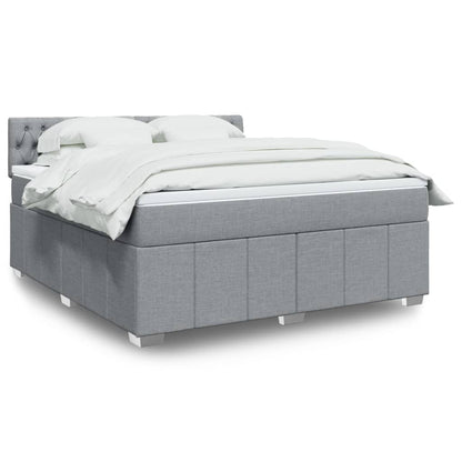 Box Spring Postel S Matrací Textil Světle Šedá