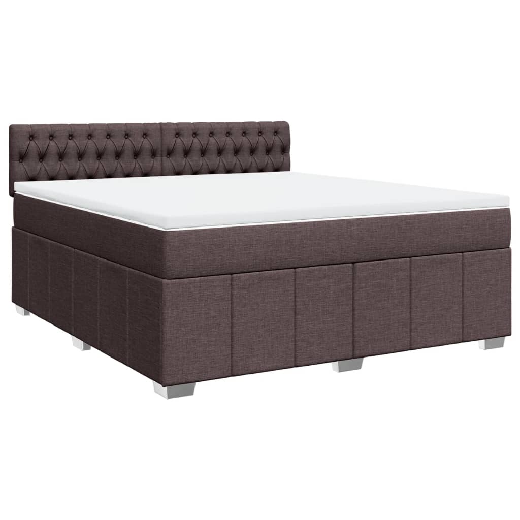 Box Spring Postel S Matrací Tmavě Hnědá 180X200 Cm Textil