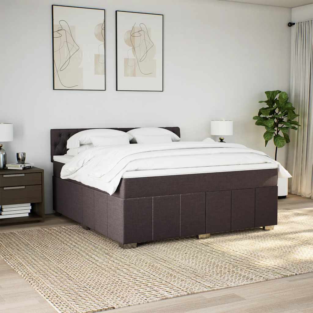 Box Spring Postel S Matrací Tmavě Hnědá 180X200 Cm Textil